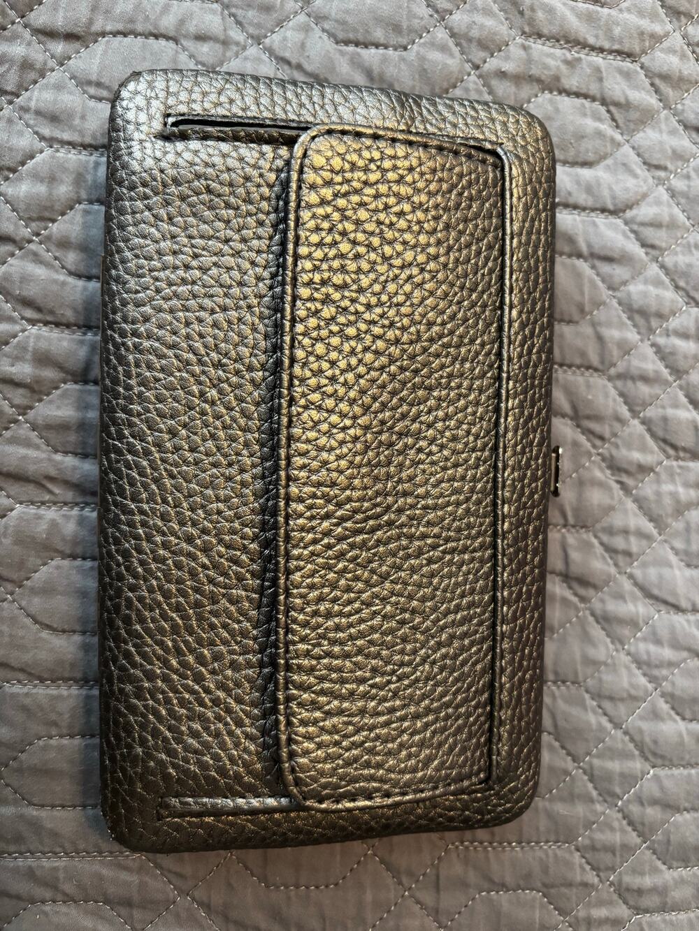 Metallic Silver Snap Closure Wallet